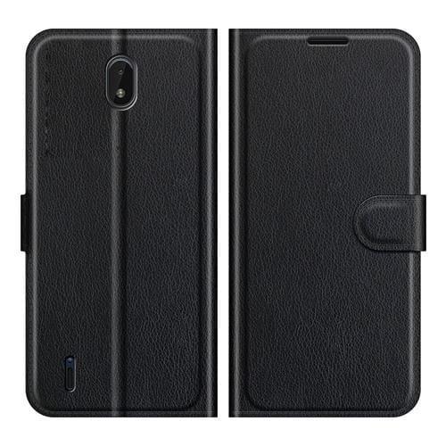 Para Nokia C01 Plus Litchi Texture Horizontal Flip Funda protectora con soporte y ranuras para tarjetas y billetera (Negro)