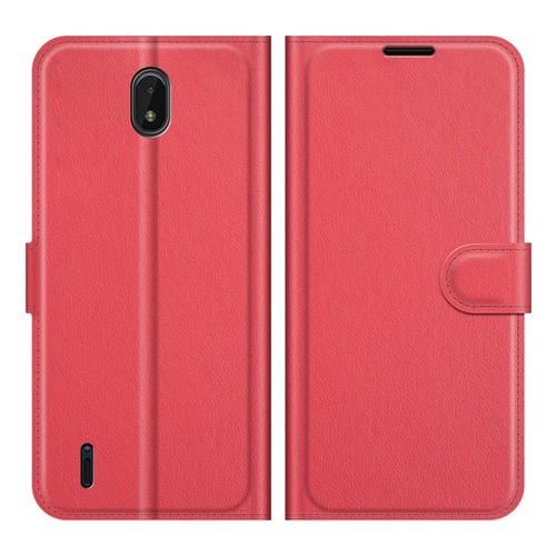 Para Nokia C01 Plus Litchi Texture Horizontal Flip Funda protectora con soporte y ranuras para tarjetas y billetera (rojo)