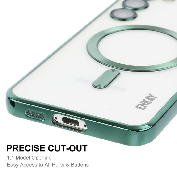 Caja de Teléfono TPU Enkay para Samsung Galaxy S23+ 5G a Prueba de Golpes Magsafe con Película de Lente (Verde)