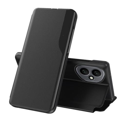 Funda de cuero con tapa abatible para Honor 400 Global (156,5 mm) (negro)