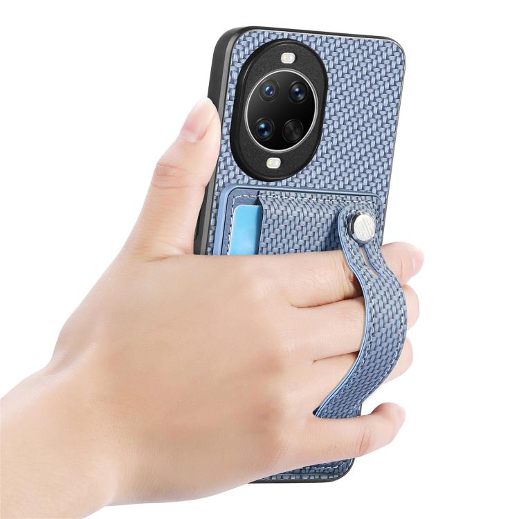 Funda trasera con soporte para tarjeta y correa para Huawei Nova 14, incluye cuchillo (azul)
