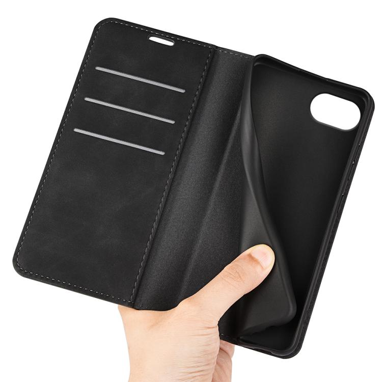 Funda de Cuero con Ventosa Magnética Retro-Skin para iPhone 16E (Negra)
