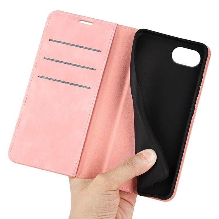Funda de Cuero con Ventosa Magnética para iPhone 16E Retro-Skin (Rosa)
