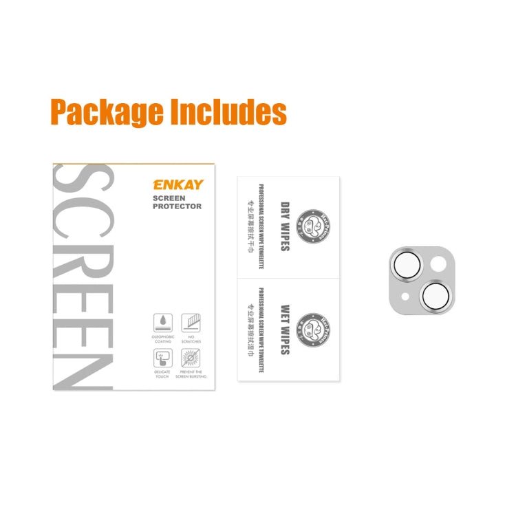 Película de Cubierta de Lente de Vidrio Templado Enkay para iPhone 15/15 Plus de Aleación de Aluminio (Amarillo) - MOVILSTORE