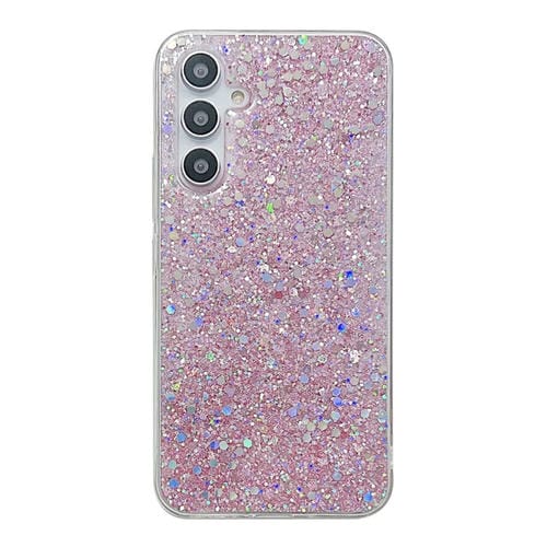 Funda para Teléfono Samsung Galaxy A25 TPU Epoxi con Lentejuelas Brillantes (Rosa)