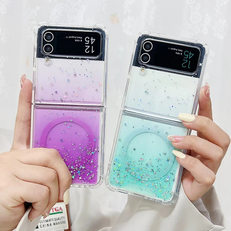 Funda de TPU con purpurina Magsafe para Samsung Galaxy Z Flip7 (morada)
