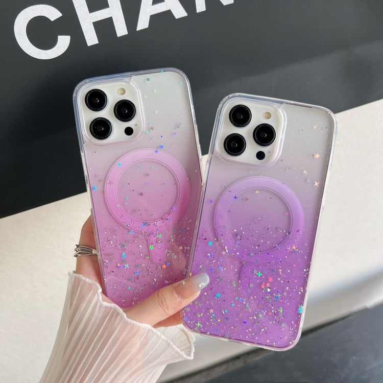 Funda híbrida de TPU transparente con purpurina MagSafe para iPhone 16e (verde)