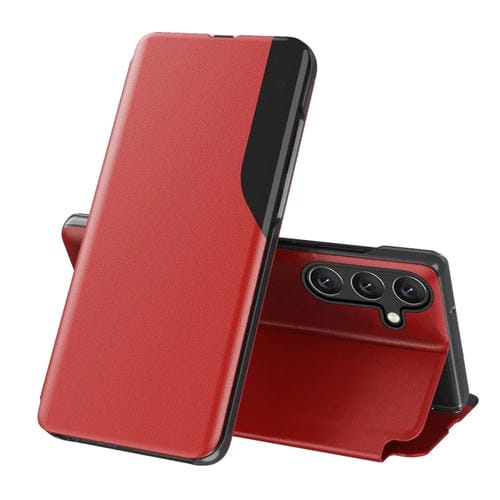 Funda Flip Holder de Cuero para Samsung Galaxy A55 Atracción (Rojo)