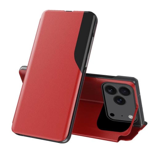 Funda de cuero con tapa y pantalla lateral para iPhone 17 Pro (roja)
