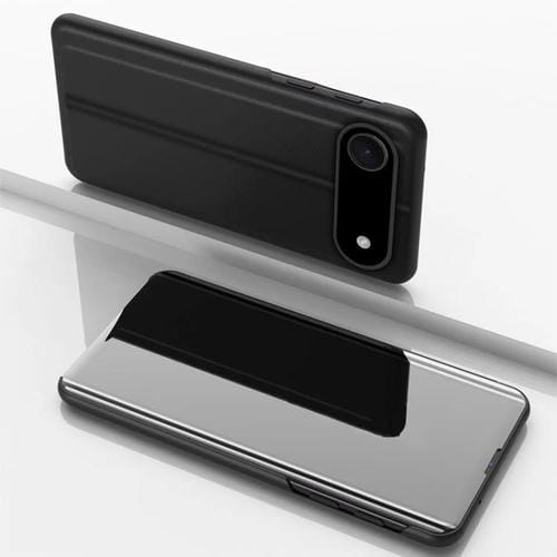 Funda de cuero con tapa horizontal y espejo para iPhone 17 Air con soporte (negro)