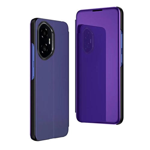 Funda de Cuero con Tapa Horizontal y Espejo para Honor 300 Pro con Soporte (Púrpura y Azul)