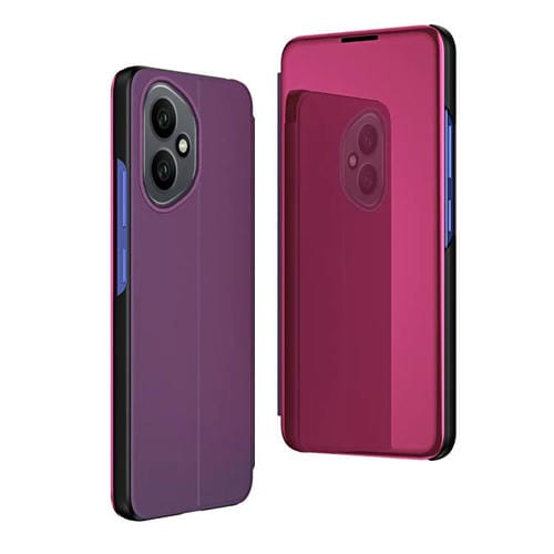 Funda de cuero con tapa horizontal y espejo chapado de 156,5 mm para Honor 400 Global con soporte (morado)