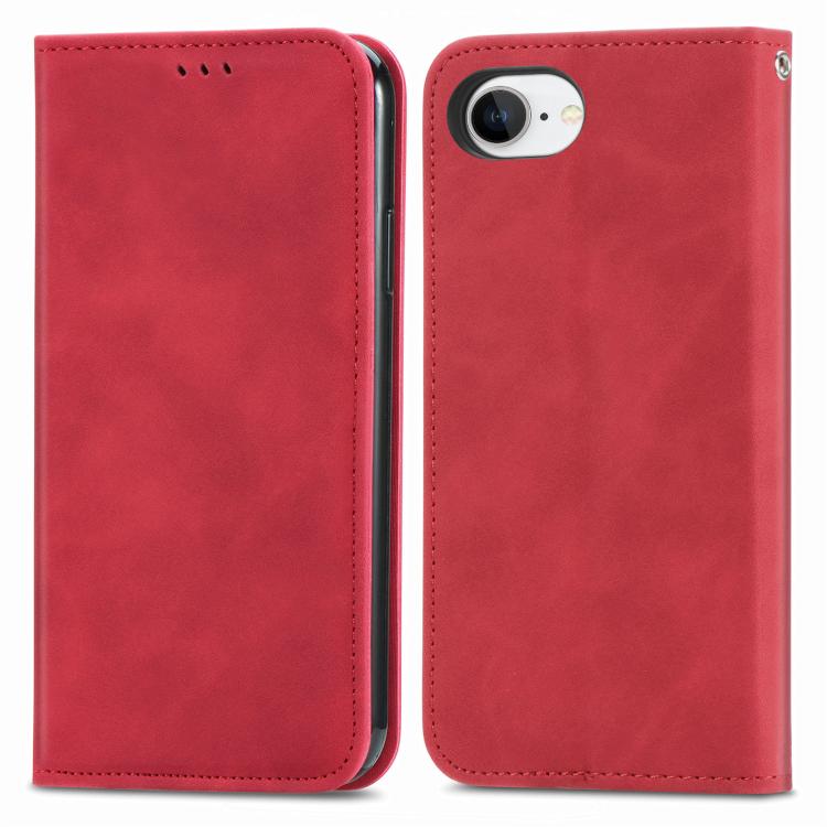 Funda de Cuero con Tapa Magnética para iPhone 16E (Rojo)