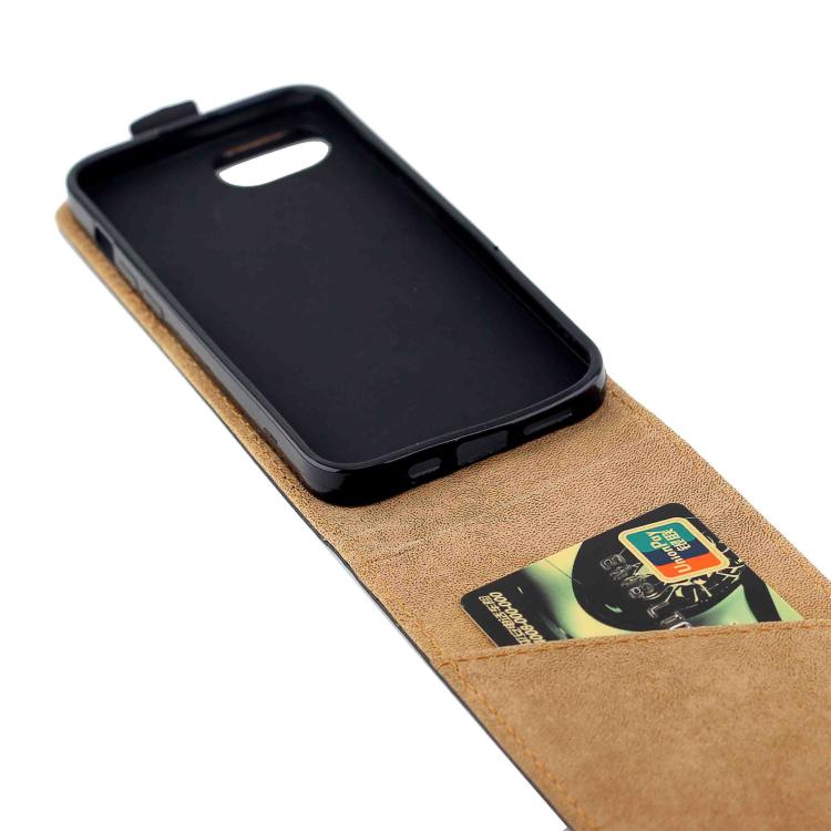 Funda de Cuero con Tapa Vertical para iPhone 16E con Ranura para Tarjetas (Negro)