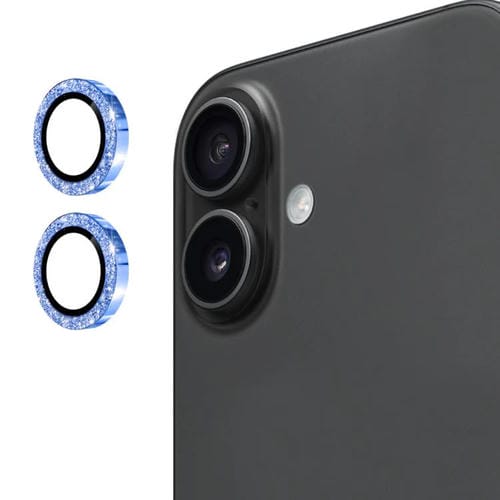 ENKAY Hat-Prince - Lente trasera con purpurina y película de vidrio templado de aleación de aluminio para iPhone 17 (azul)