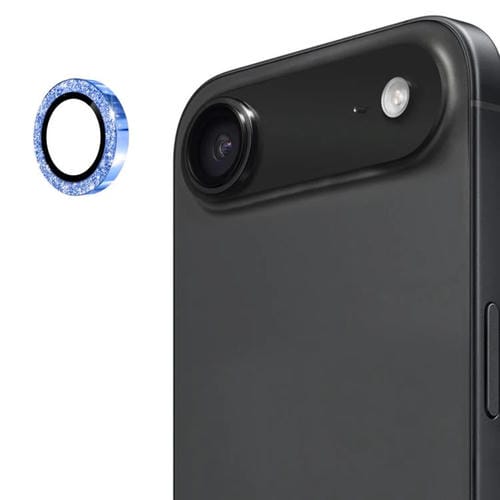 ENKAY Hat-Prince - Lente trasera con purpurina, película de vidrio templado de aleación de aluminio para iPhone 17 Air (azul)