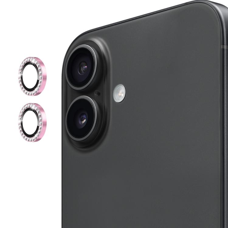 ENKAY AR - Lente de cámara con anillo de diamante individual antirreflejo, película completa de cristal para iPhone 17 (rosa)