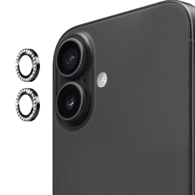 ENKAY AR - Lente de cámara con anillo de diamante individual antirreflejo, película completa de cristal (negro) para iPhone 17