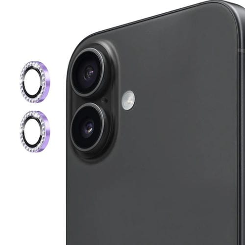 ENKAY AR - Lente de cámara con anillo de diamante individual antirreflejo, película completa de cristal para iPhone 17 (morado claro)