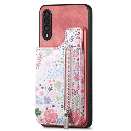 Estuche para Teléfono Samsung Galaxy A70 A70S con Billetera y Cremallera Pintada Retro (Rosa)