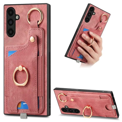 Funda para Teléfono Samsung Galaxy A54 5G con Bolsa para Tarjeta Anillo Lazo (Rosa)