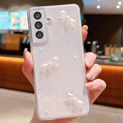 Funda para teléfono Samsung Galaxy A34 5G Pearl Bow Glitter Epoxy TPU (Tres Nudos)
