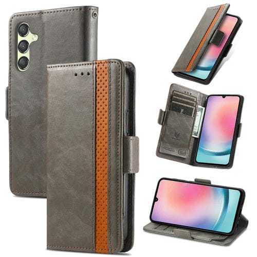 Funda para Teléfono Caseneo Splicing para Samsung Galaxy A05 con Hebilla Magnética Dual (Gris)