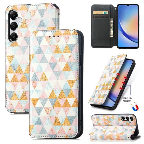 Funda para Samsung Galaxy A35 5G Caseneo Cuero Magnética Colorida (Rombo)