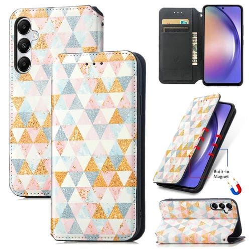 Funda para Samsung Galaxy A55 5G Caseneo Cuero Magnética Colorida (Rombo)