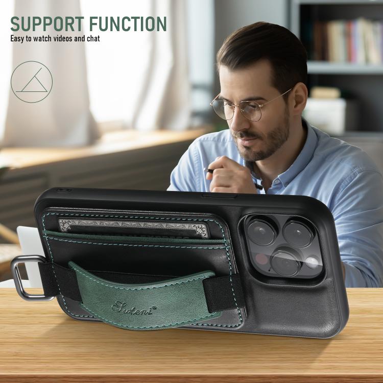 Funda para Teléfono Suteni H13 con Correa para Muñeca y Tarjetero para iPhone 16E (Negra)