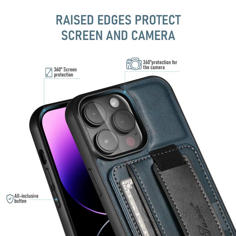 Funda para Teléfono Suteni H13 con Correa para Muñeca y Tarjetero para iPhone 16E (Azul)