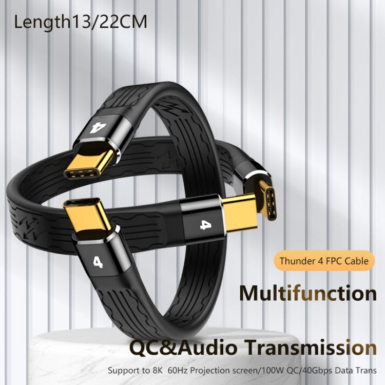 Cable De Datos FPC Thunderbolt 4 USB-C Type-C Macho a Macho PD 100W 13 cm
