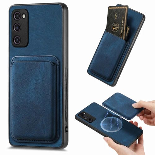 Funda de Teléfono Samsung Galaxy S20 FE Magnética con Bolsa de Tarjeta Cuero Retro (Azul)