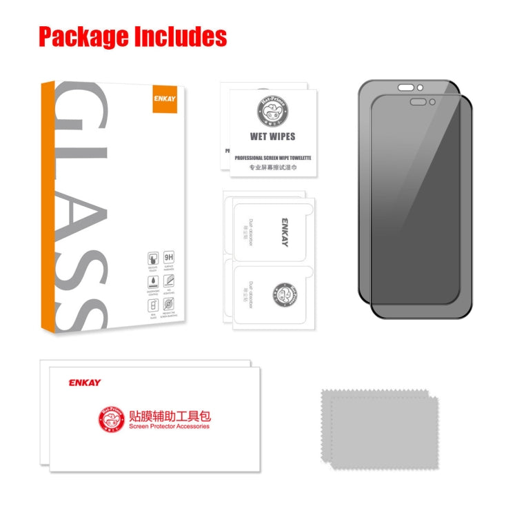 Película de Vidrio Templado Enkay Hat-Prince para iPhone 15 Pantalla Completa Privacidad Anti-Peeping (2 Piezas) - MOVILSTORE