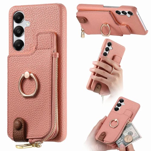 Funda para Samsung Galaxy A35 Litchi Leather Oil Edge Ring Zipper Wallet Back (Rosa)