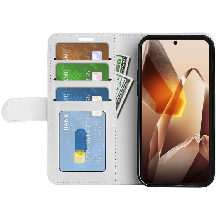 Funda de Cuero con Tapa Horizontal Textura R64 para OnePlus 13 (Blanca)