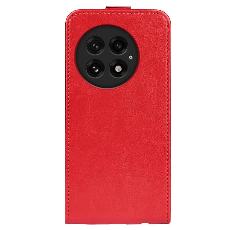 Funda de Cuero con Tapa Vertical Única Textura R64 para OnePlus 13 (Rojo)
