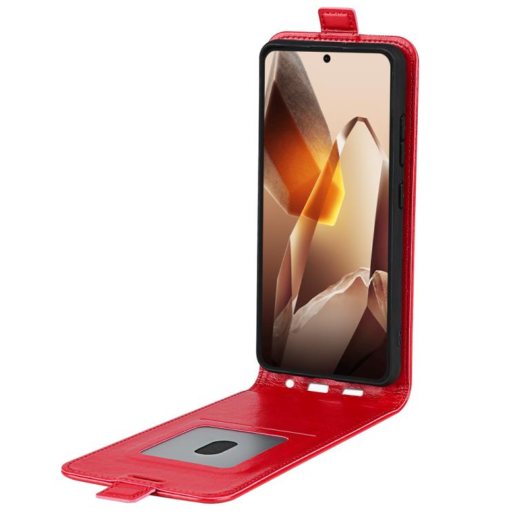 Funda de Cuero con Tapa Vertical Única Textura R64 para OnePlus 13 (Rojo)