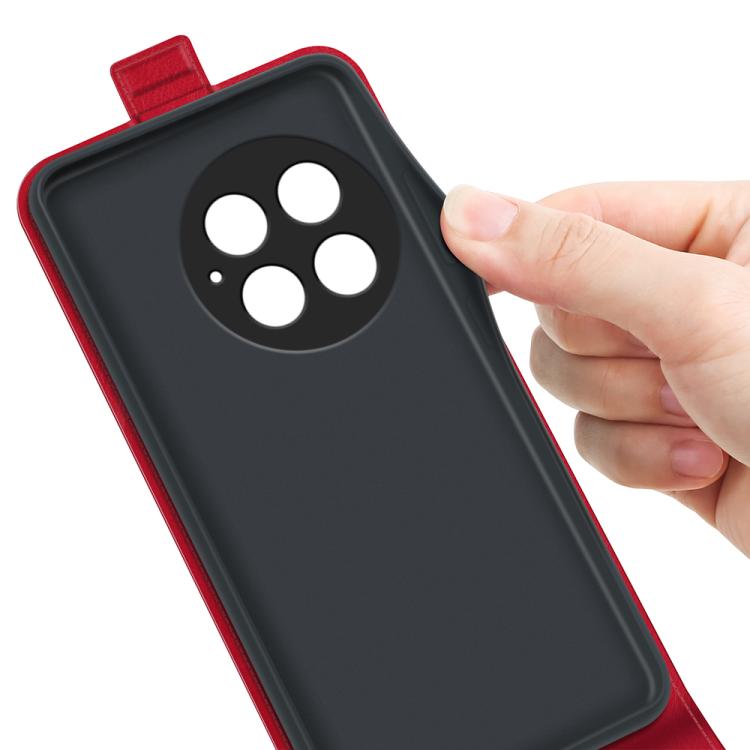 Funda de Cuero con Tapa Vertical Única Textura R64 para OnePlus 13 (Rojo)