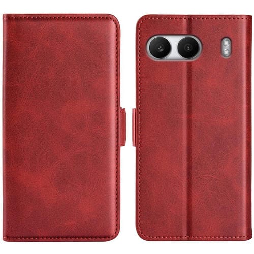 Funda de Cuero para OnePlus Nord 4 con Tapa Horizontal y Hebilla Magnética Doble Cara (Rojo)