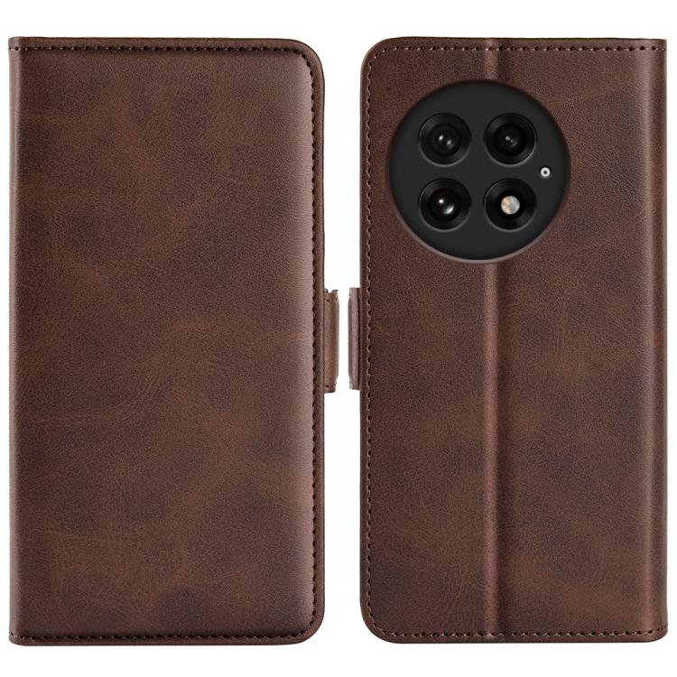 Funda de Cuero con Tapa Horizontal y Hebilla Magnética Doble Cara para OnePlus 13 (Marrón)
