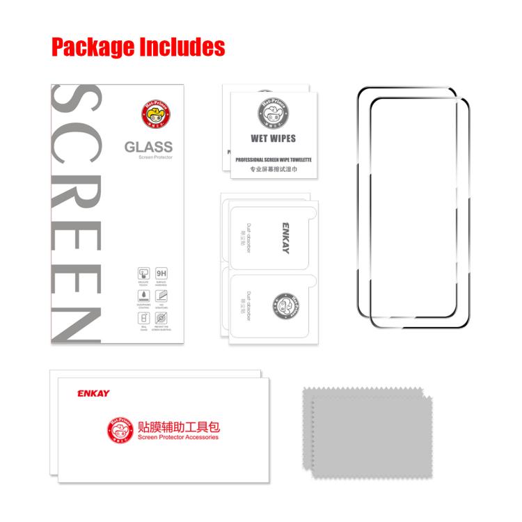 Película de vidrio templado ENKAY de aluminio y silicio de alta densidad con pegamento completo para Infinix Smart 10/10 Plus, 2 unidades