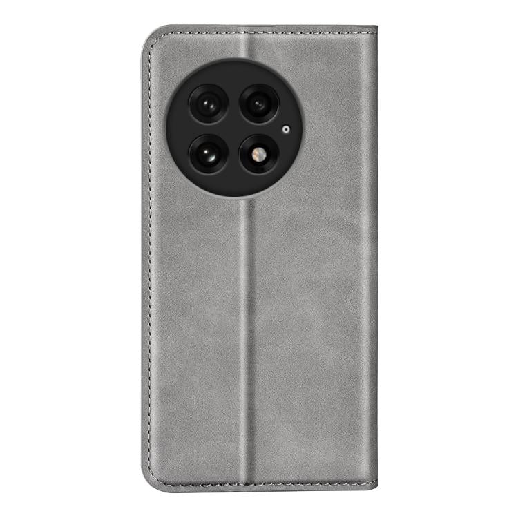 Funda de Cuero con Ventosa Magnética para OnePlus 13 Retro-Skin (Gris)
