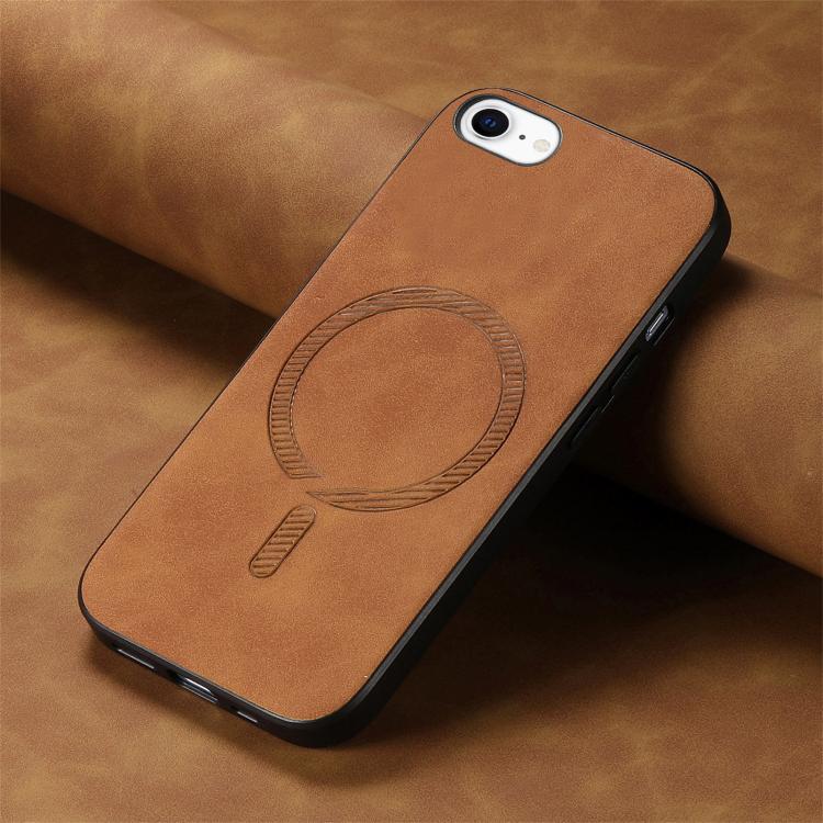 Funda Trasera PU Magsafe para iPhone 16E Retro Color Sólido (Marrón)