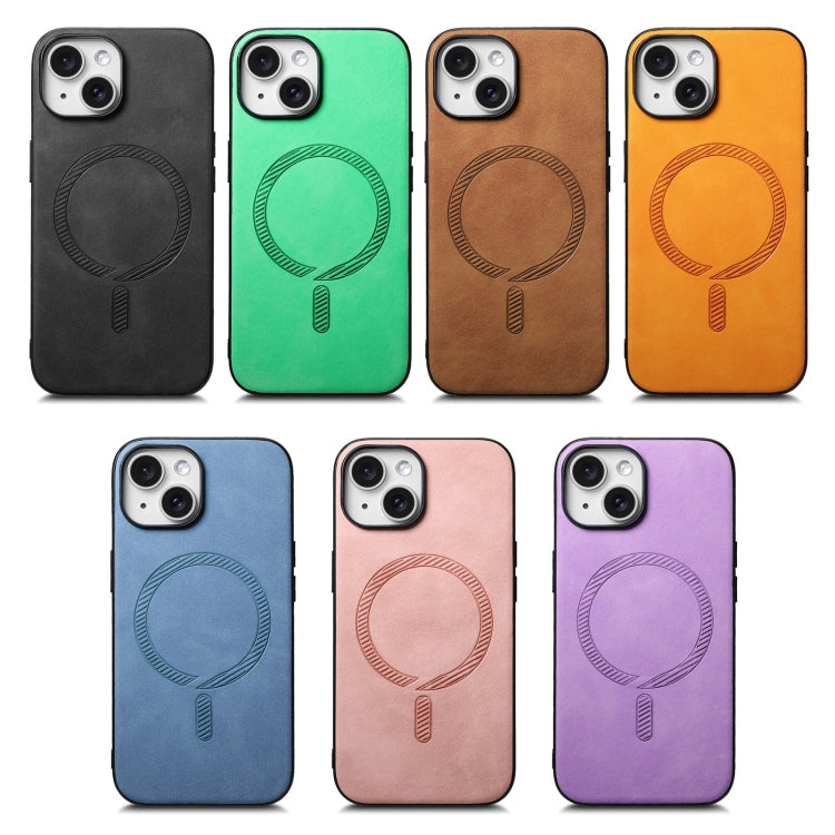 Funda Trasera PU Magsafe para iPhone 16E Retro Color Sólido (Marrón)