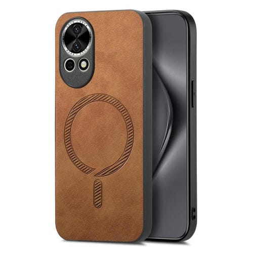 Funda Trasera PU Magsafe Huawei Nova 13/12 Retro Color Sólido (Marrón)