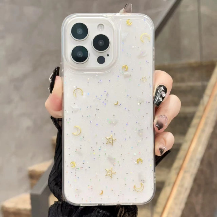 Funda de Teléfono TPU Epoxi Purpurina Luna y Estrellas iPhone 16 Plus (Transparente)