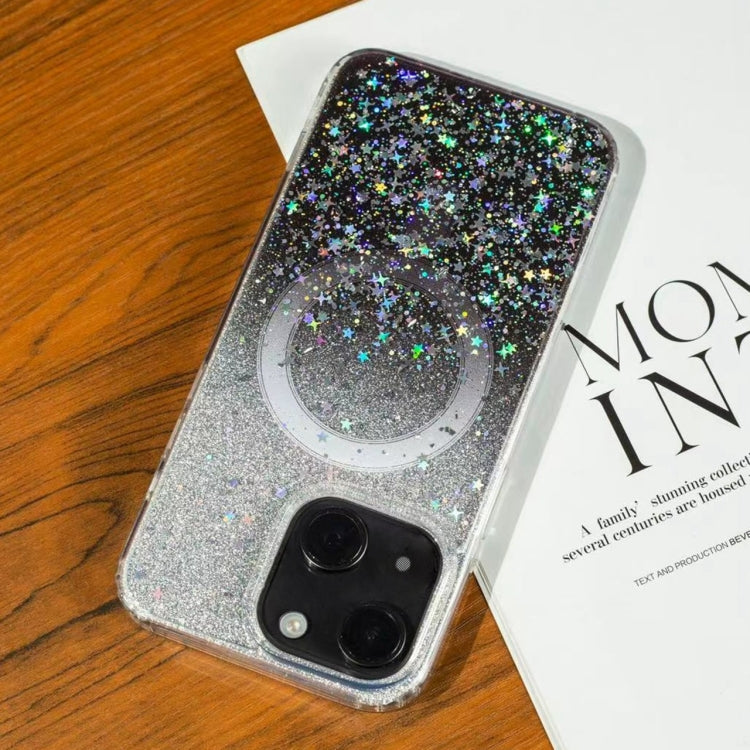 Funda para Teléfono Magsafe iPhone 15 Purpurina Degradada Estrellas (Negro Degradado) - MOVILSTORE