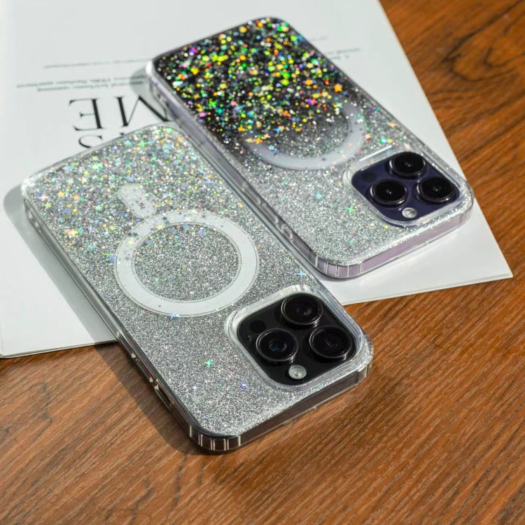 Funda para Teléfono Magsafe iPhone 15 Purpurina Degradada Estrellas (Negro Degradado) - MOVILSTORE