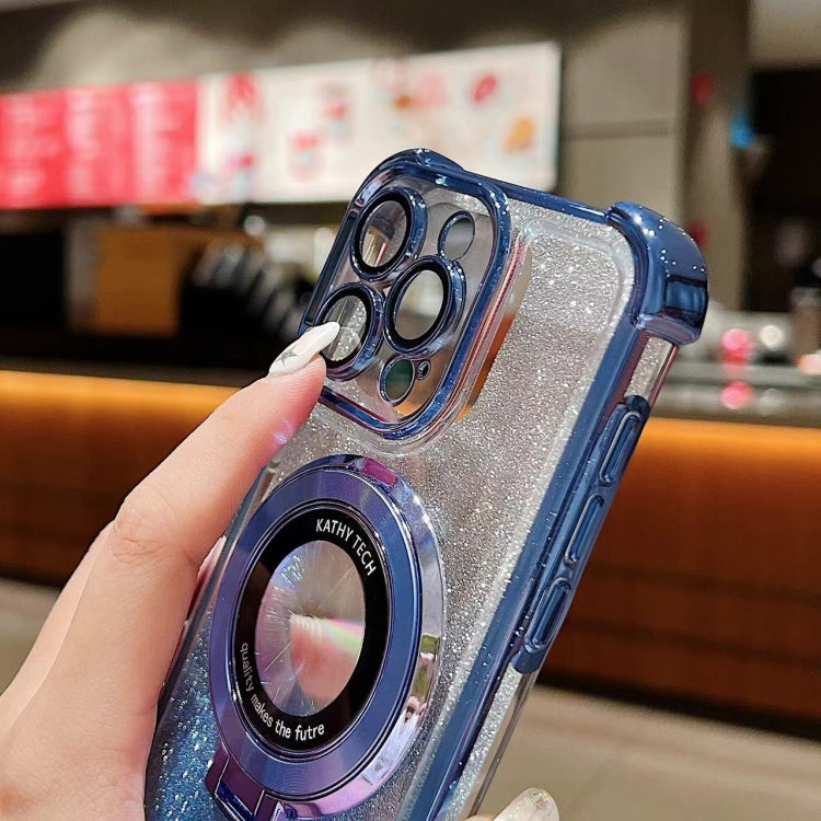 Funda para Teléfono Magsafe iPhone 15 con Brillo Degradado y Soporte Invisible (Azul Sierra) - MOVILSTORE